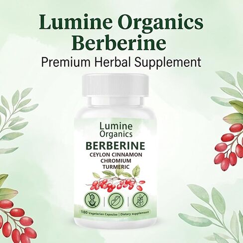 1PCSLumine Organics Berberine, Berberine 4 in 1 Complex,Vegan, Non-GMO,180 Capsules (1PCS) in Saudi Arabia