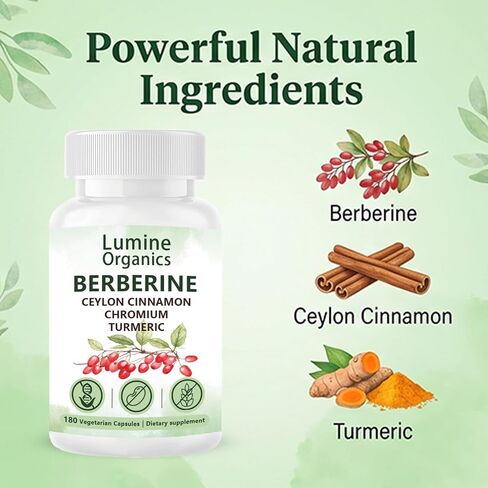 1PCSLumine Organics Berberine, Berberine 4 in 1 Complex,Vegan, Non-GMO,180 Capsules (1PCS) in Saudi Arabia