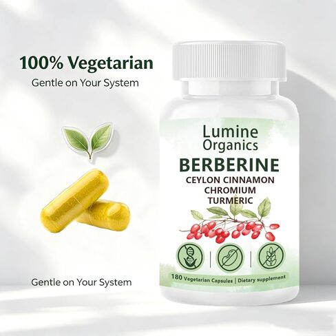 1PCSLumine Organics Berberine, Berberine 4 in 1 Complex,Vegan, Non-GMO,180 Capsules (1PCS) in Saudi Arabia