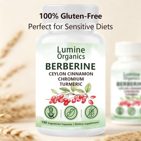 1PCSLumine Organics Berberine, Berberine 4 in 1 Complex,Vegan, Non-GMO,180 Capsules (1PCS) in Saudi Arabia