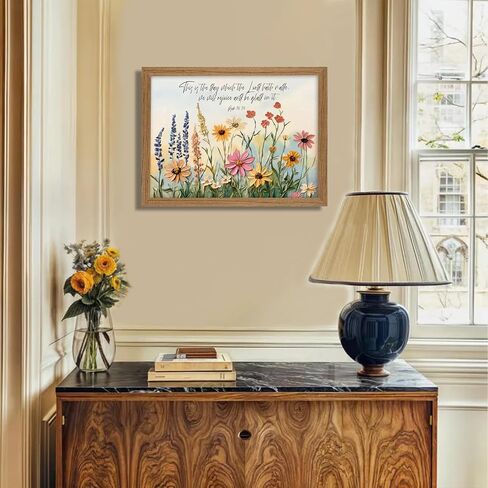 Framed 3D Textures Christian Floral Scripture Canvas Wall Art Wildflower Bible Verse Painting Psalm Religious Faith Poster Print for Living Room Bedroom Prayer Corner Decoration in Saudi Arabia