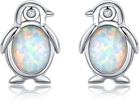 Penguin Gifts, Penguin Earrings for Women 14K/18K Gold Hypoallergenic Cute Opal Earrings Studs Earrings for Women in Saudi Arabia