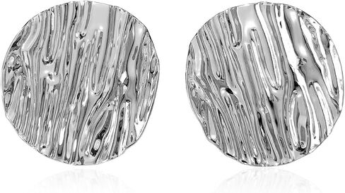 Big Gold Stud Earrings Chunky 14K Gold Plated Circle Round Earrings in Kuwait