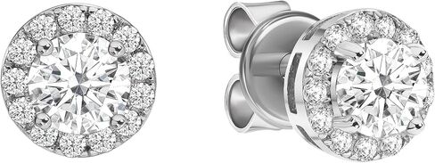 EcoGems 18K Gold Moissanite Stud Earrings for Women, Round Cut, 1.00-6.00 CTTW, White or Yellow Gold, Prong or Bezel Setting, Luxury Gift for Her, Gift Box Included in Saudi Arabia