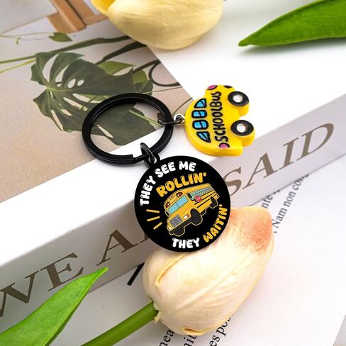 Cute School Bus Keychain School Bus Driver Appreciation Gifts Birthday Valentines Christmas Thanksgiving Day Buses Driver Retirement Gift in Saudi Arabia