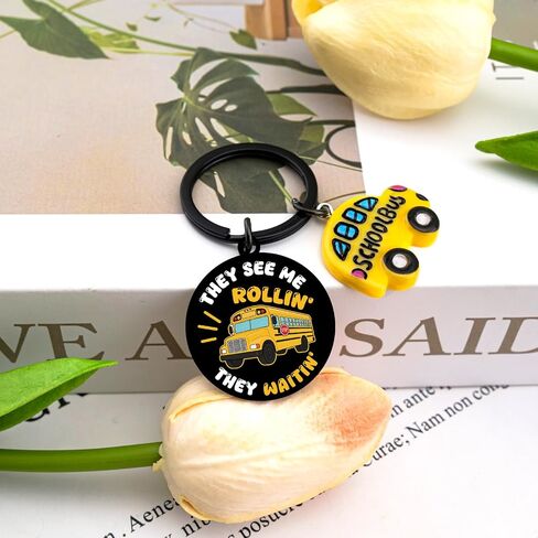 Cute School Bus Keychain School Bus Driver Appreciation Gifts Birthday Valentines Christmas Thanksgiving Day Buses Driver Retirement Gift in Saudi Arabia