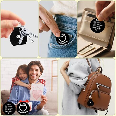Bonus Dad Gifts - Step Dad Gifts From Daughter and Son Birthday Christmas Father's Day Gift for Stepdad Funny Gift Black Pocket Hug With Leather Keychain Pocket Hug Token in Saudi Arabia