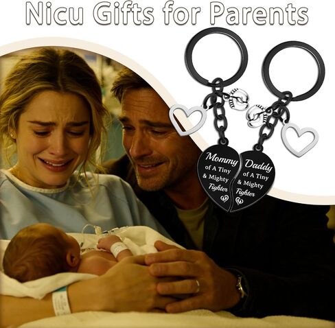 1st Fathers Day Gift for New Dad Nicu Baby Essentials Baby Keys for NICU Parents Tiny & Mighty Fighter Mommy and Daddy Keychain Pregnancy Announcement Gift for Preemie Mom and Dad Matching Heart in Saudi Arabia