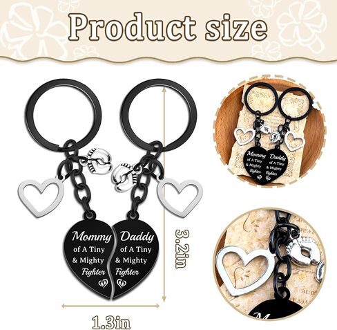 1st Fathers Day Gift for New Dad Nicu Baby Essentials Baby Keys for NICU Parents Tiny & Mighty Fighter Mommy and Daddy Keychain Pregnancy Announcement Gift for Preemie Mom and Dad Matching Heart in Saudi Arabia