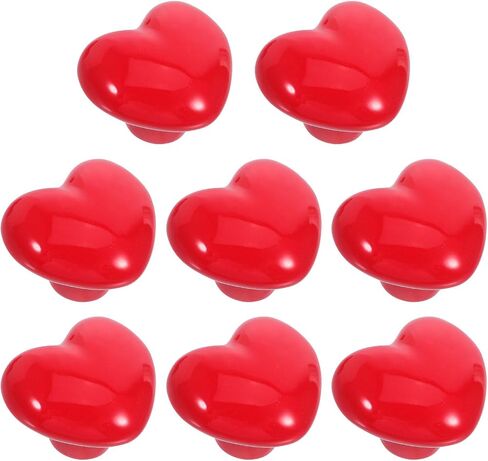 8pcs Ceramic Heart Shaped Drawer Knobs for Cabinet Dresser Pulls Red Small Vanity Handles Nursery Bedroom Decor in Kuwait