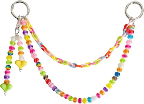 Cute Pearl Keychain for Women,Bag Charms for Tote Bag, Colorful Heart Beaded Chains Accessory Purse Charms for Handbag in Saudi Arabia