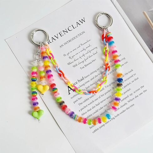 Cute Pearl Keychain for Women,Bag Charms for Tote Bag, Colorful Heart Beaded Chains Accessory Purse Charms for Handbag in Saudi Arabia