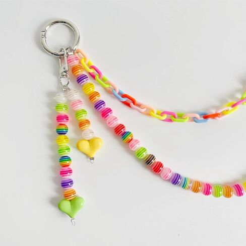 Cute Pearl Keychain for Women,Bag Charms for Tote Bag, Colorful Heart Beaded Chains Accessory Purse Charms for Handbag in Saudi Arabia