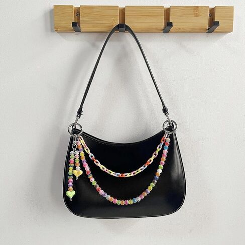 Cute Pearl Keychain for Women,Bag Charms for Tote Bag, Colorful Heart Beaded Chains Accessory Purse Charms for Handbag in Saudi Arabia
