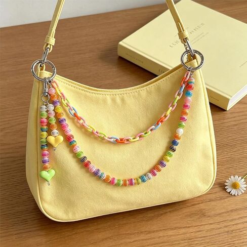 Cute Pearl Keychain for Women,Bag Charms for Tote Bag, Colorful Heart Beaded Chains Accessory Purse Charms for Handbag in Saudi Arabia