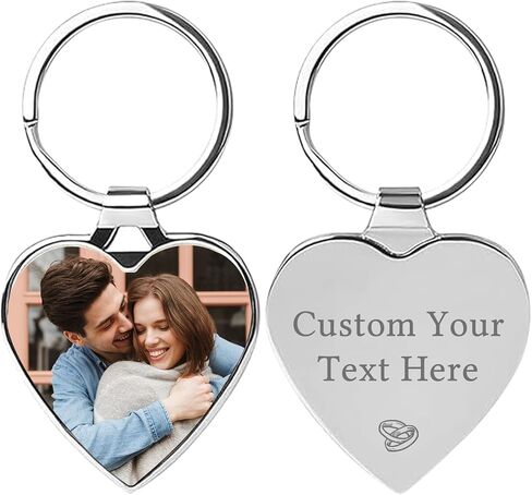 Custom Keychain with Picture,Personalized Photo Engrave Text Keychains Customized Key Chain Gifts for Boyfriend Women in Saudi Arabia