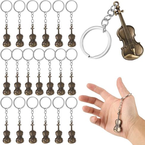 OMISTAR 20 PCS Violin Keychain, Bronze Metal Violin Keyring in Kuwait