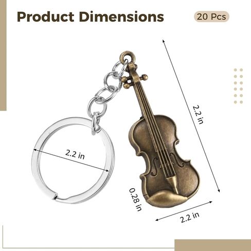 OMISTAR 20 PCS Violin Keychain, Bronze Metal Violin Keyring in Kuwait