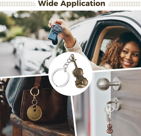 OMISTAR 20 PCS Violin Keychain, Bronze Metal Violin Keyring in Kuwait