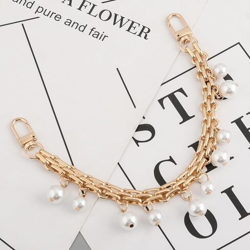 Pearl Bag Charms Chain - Gold Chunky Purse Chain Charm for Handbags - Pearl Keychain Bag Extender Chain Handle Strap in Saudi Arabia