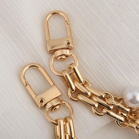 Pearl Bag Charms Chain - Gold Chunky Purse Chain Charm for Handbags - Pearl Keychain Bag Extender Chain Handle Strap in Saudi Arabia