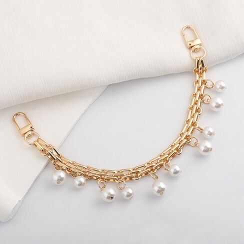 Pearl Bag Charms Chain - Gold Chunky Purse Chain Charm for Handbags - Pearl Keychain Bag Extender Chain Handle Strap in Saudi Arabia