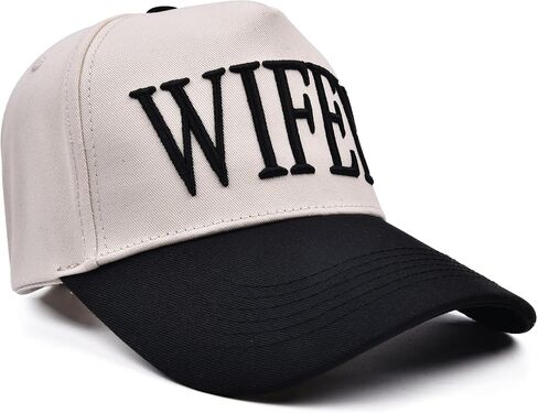 Wifey and Hubby Trucker Hats, Embroidered Adjustable Cotton Bride & Groom Baseball Caps,Wedding Engagement Gifts for Couples Beige in Kuwait