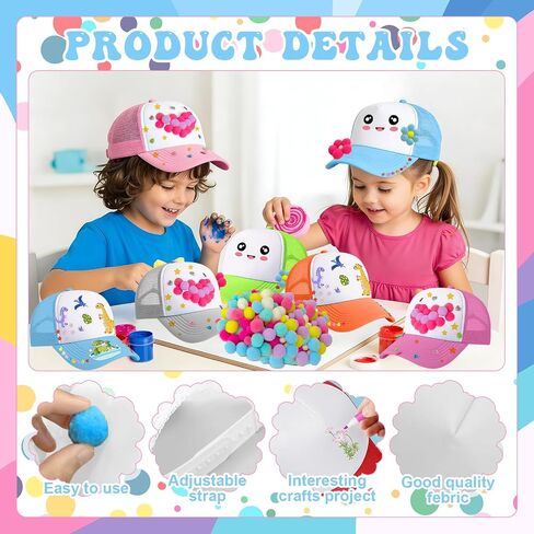 327 Pcs DIY Trucker Hat Kit with 15 Sublimation Trucker Caps Blank Baseball Caps with Rhinestone Stickers Multicolor Pom Poms Markers for Family Bond Birthday Party Crafts Art Summer Camp in Saudi Arabia