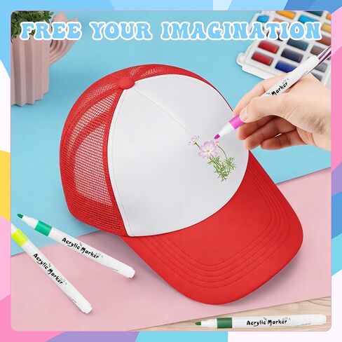 327 Pcs DIY Trucker Hat Kit with 15 Sublimation Trucker Caps Blank Baseball Caps with Rhinestone Stickers Multicolor Pom Poms Markers for Family Bond Birthday Party Crafts Art Summer Camp in Saudi Arabia