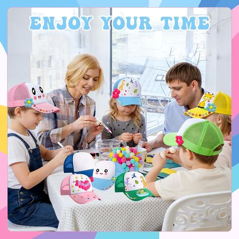 327 Pcs DIY Trucker Hat Kit with 15 Sublimation Trucker Caps Blank Baseball Caps with Rhinestone Stickers Multicolor Pom Poms Markers for Family Bond Birthday Party Crafts Art Summer Camp in Saudi Arabia