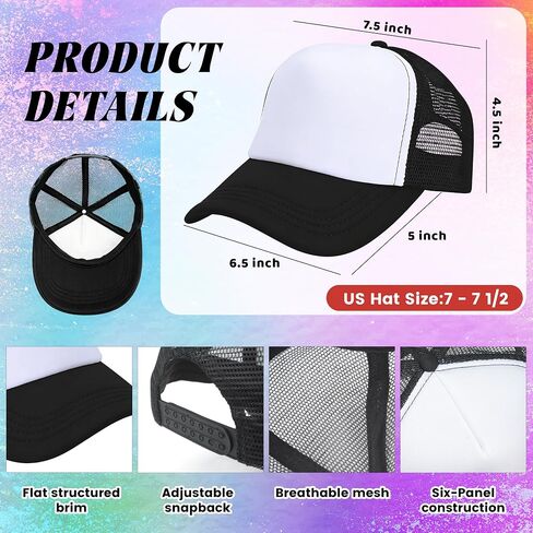 Joyclub 15 Pack Black Trucker Hats Bulk Adjustable Snapback Sublimation Hats Blank Mesh Baseball Cap for Men Women in Saudi Arabia
