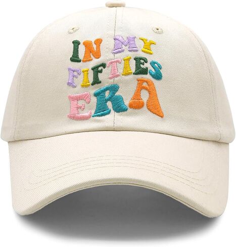 in My Fifties Era Baseball Cap, 50th Birthday Gifts for Women, Mothers Day Birthday Gift Ideas for Aunt, Friends Beige in Saudi Arabia