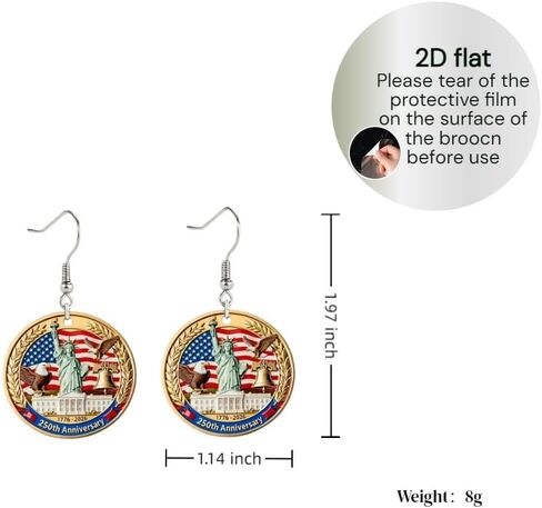 USA 250th Anniversary Earrings for Women, Patriotic 4th of July Drop Dangle Earrings, Independence Day Jewelry Gifts with American Flag Eagle Statue of Liberty Design in Saudi Arabia