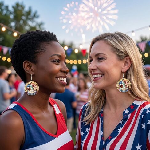USA 250th Anniversary Earrings for Women, Patriotic 4th of July Drop Dangle Earrings, Independence Day Jewelry Gifts with American Flag Eagle Statue of Liberty Design in Saudi Arabia