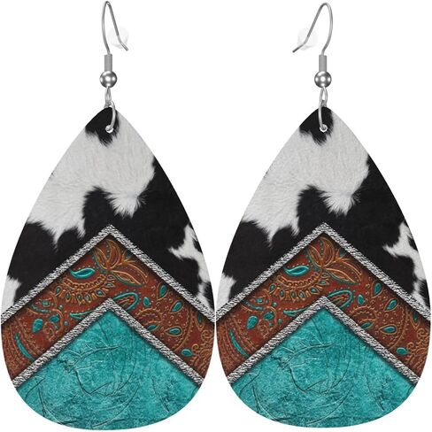 Faux Leather Teardrop Earrings for Women Drop Dangle Earrings in Saudi Arabia