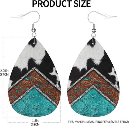 Faux Leather Teardrop Earrings for Women Drop Dangle Earrings in Saudi Arabia
