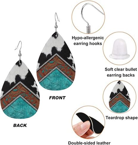 Faux Leather Teardrop Earrings for Women Drop Dangle Earrings in Saudi Arabia