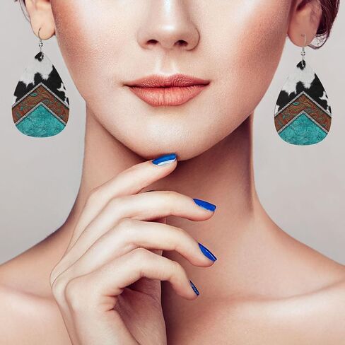 Faux Leather Teardrop Earrings for Women Drop Dangle Earrings in Saudi Arabia