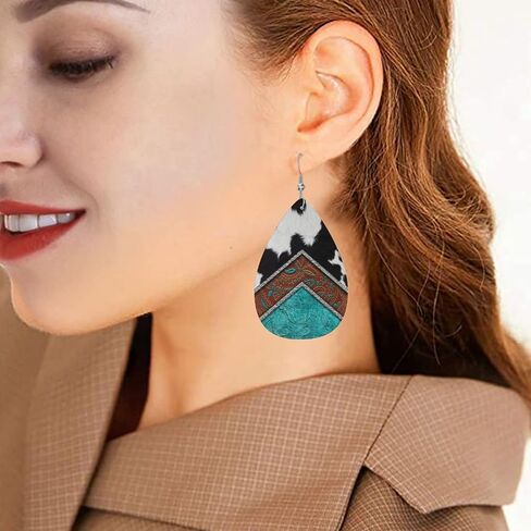 Faux Leather Teardrop Earrings for Women Drop Dangle Earrings in Saudi Arabia