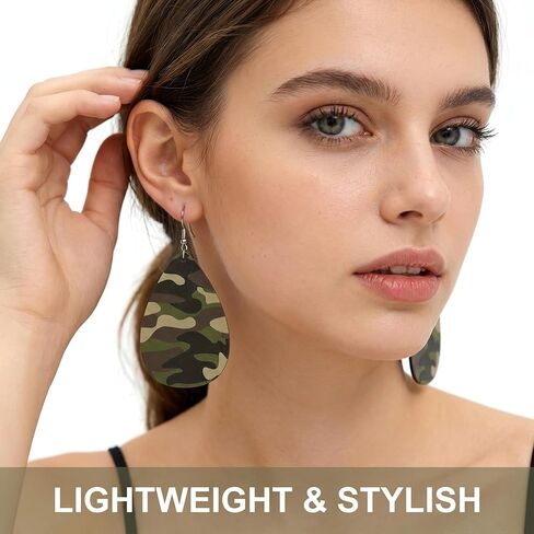 3 Piece Camo Earrings for Women Camouflage Bracelet Wrap Set Black Green Cheetah Print Jewelry Men Aesthetic Accessories in Saudi Arabia