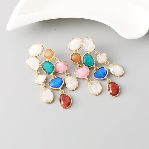 Colorful Crystal Tassel Earrings for Women Boho Long Dangle Earrings Vintage Drop Jewelry Wedding Bridal Prom Accessories in Saudi Arabia