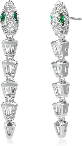 Aura & Irena 18K Gold Plated Snake Earrings for Women - 925 Sterling Silver Post Huggie Earrings with AAA Cubic Zirconia, Stud Earrings Snake Jewelry for Women in Saudi Arabia