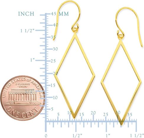 14K Yellow Gold Shiny Drop Triangle Earrings in Saudi Arabia
