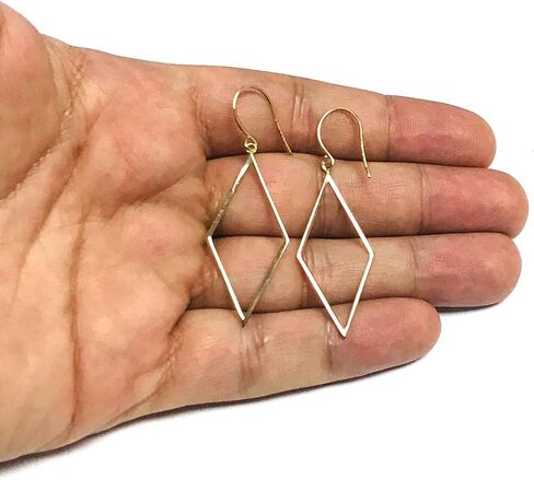 14K Yellow Gold Shiny Drop Triangle Earrings in Saudi Arabia