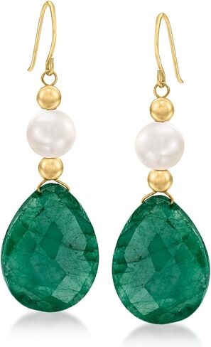روس سيمونز 20.00 قيراط. t.w. الأحجار الكريمة وأقراط اللؤلؤ مثقف في 14kt الذهب الأصفر in Kuwait