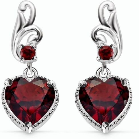 Gemstones Heart 925 Sterling Silver Drop Dangle Earrings for Women Statement Gifts for Women in Kuwait