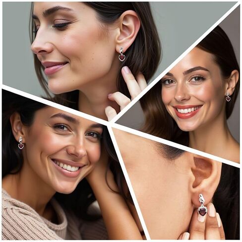 Gemstones Heart 925 Sterling Silver Drop Dangle Earrings for Women Statement Gifts for Women in Kuwait