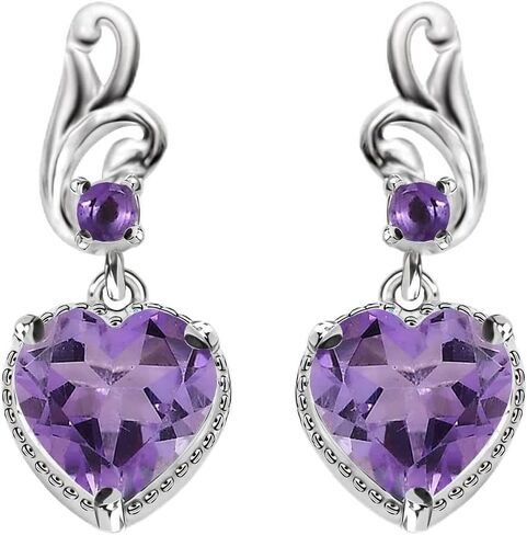 Gemstones Heart 925 Sterling Silver Drop Dangle Earrings for Women Statement Gifts for Women in Kuwait