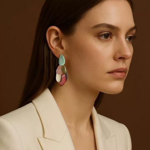 الاكريليك الملونة الدمعة بيان تتدلى الأقراط للنساء خفيفة الوزن الراتنج هندسية سحر قطرة تتدلى القرط البوهيمي عيد الميلاد عطلة عيد ميلاد مجوهرات in Kuwait