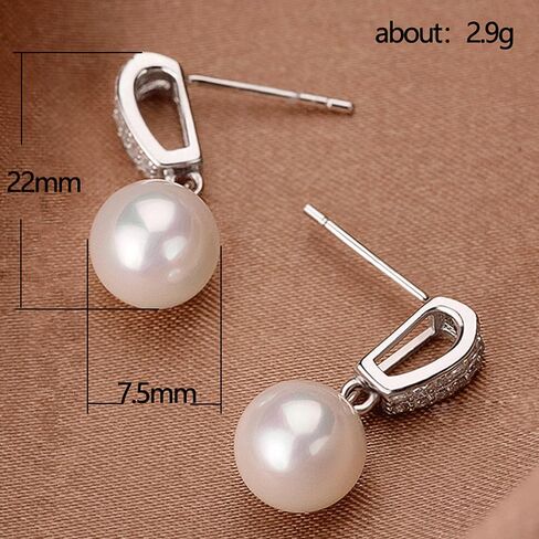Delicate Imitation Pearl Dangle Earrings with Sparkling CZ for Women in Kuwait